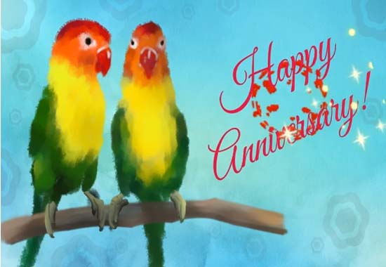 Love Birds Sketch. Free Happy Anniversary eCards, Greeting Cards | 123 ...