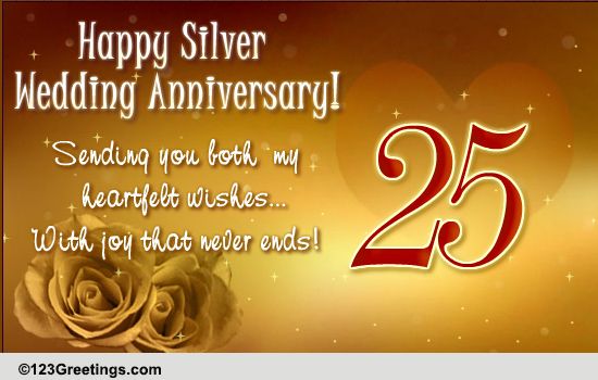 Silver Wedding Anniversary Free Milestones Ecards Greeting Cards 123 Greetings