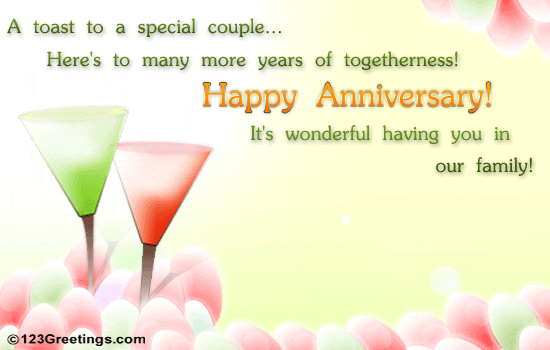 Anniversary Toast... Free Family Wishes eCards, Greeting Cards | 123