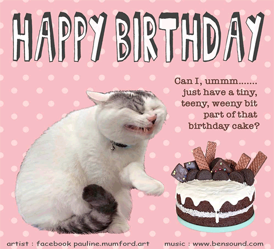 Happy Birthday Cat On Diet. Free Cakes & Balloons eCards 123 Greetings
