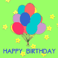 Happy Birthday Balloons And Cake.
