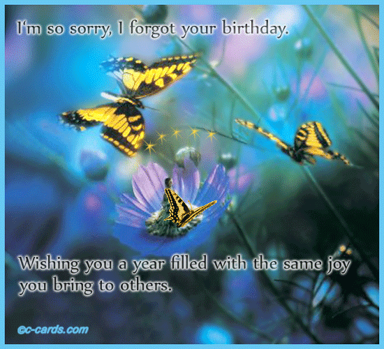 Butterfly. Free Belated Birthday Wishes eCards, Greeting Cards | 123