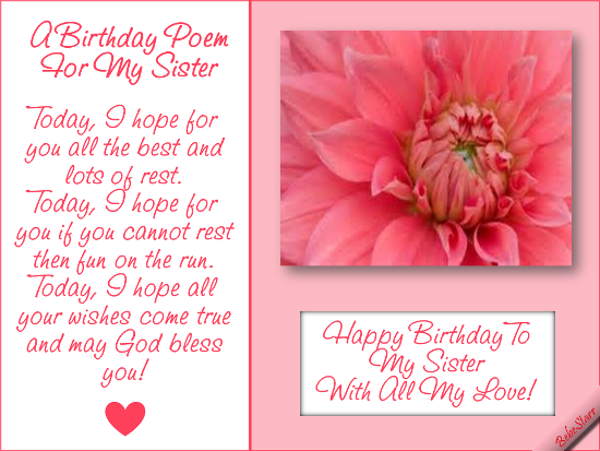 Free Birthday Poem For Sister