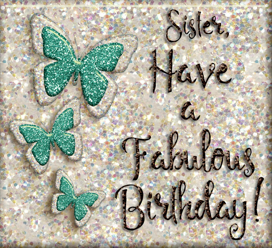 GLITTERED For Sister BIRTHDAY Greeting Card Birthday Butterflies Flowers 