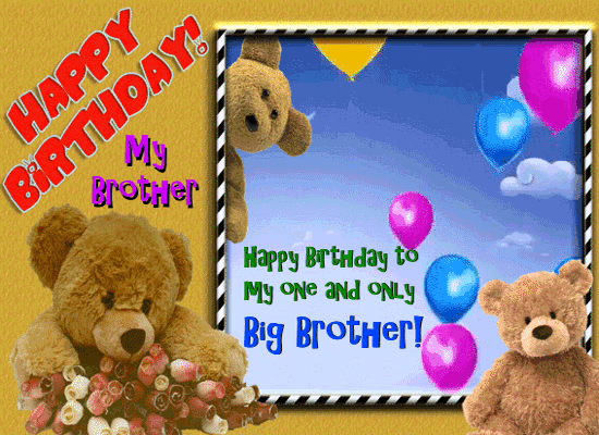 WONDERFUL COLOURFUL CUTE BEAR JUST FOR YOU BROTHER BIRTHDAY GREETING CARD 