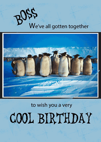 Birthday Penguins From Cool Group. Free Boss & Colleagues eCards | 123
