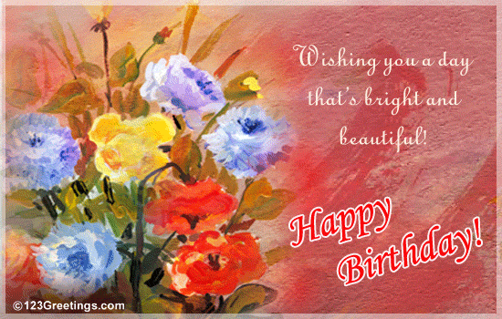 Beautiful Bright Birthday Flowers Card