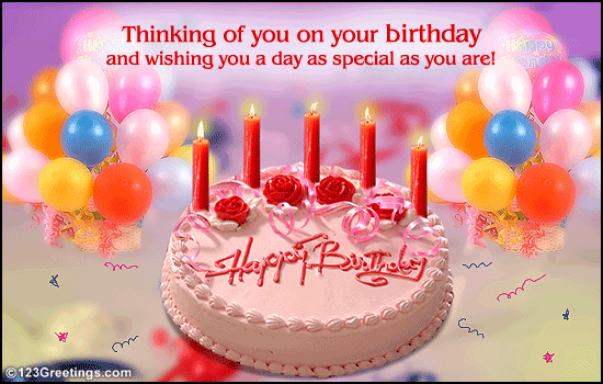 Thinking Of You On Your B'day... Free Happy Birthday eCards | 123 Greetings