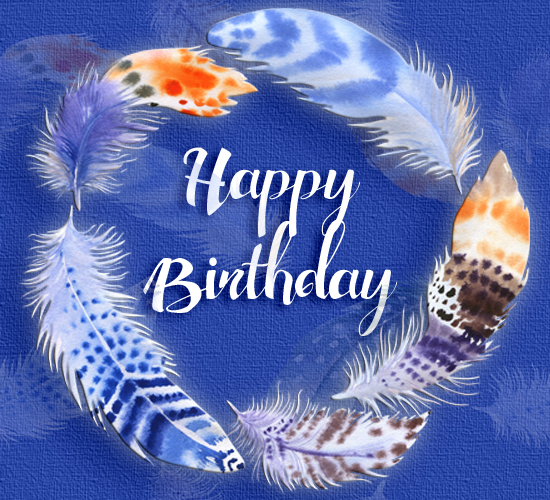Happy Birthday Colorful Feathers. Free Happy Birthday eCards | 123