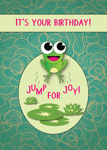 Cute Card With Frog Jumping For Joy! Free Happy Birthday eCards | 123