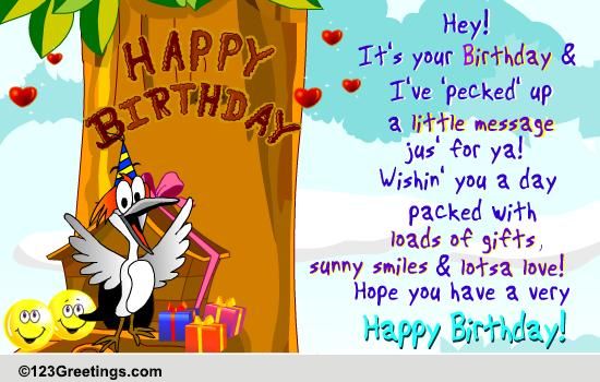 Peck A Birthday Wish! Free Happy Birthday eCards, Greeting Cards | 123