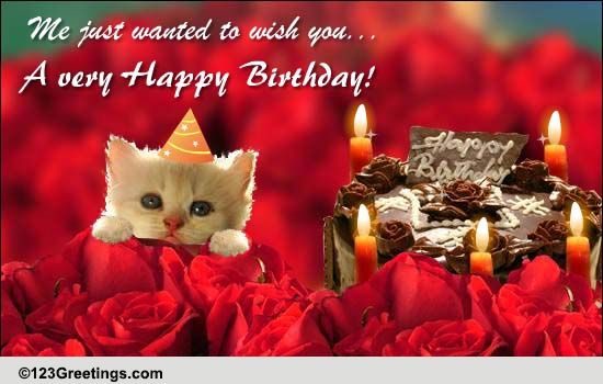 A Cute Kitten Wishes Happy Birthday. Free Happy Birthday eCards | 123