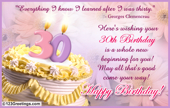 A Warm 30th B'day Wish! Free Milestones eCards, Greeting Cards | 123