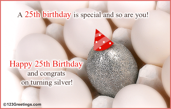 25th Birthday! Free Milestones eCards, Greeting Cards | 123 Greetings