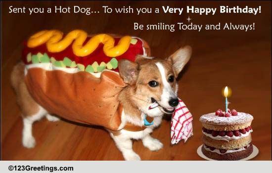 A Hot Dog Birthday! Free Pets eCards, Greeting Cards  123 