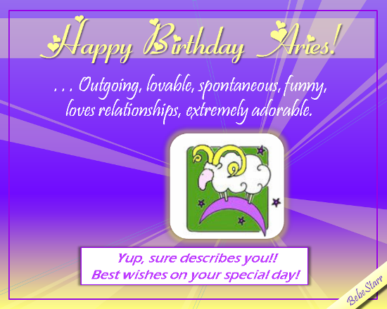 Happy Birthday Adorable Aries! Free Zodiac eCards, Greeting Cards | 123