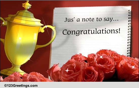 Just A Note To Say Congratulations Free Business And Workplace Ecards