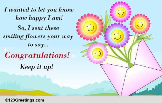 Smiling Flowers To Say Congrats Free For Everyone ECards 123 Greetings