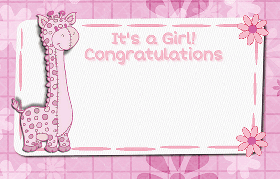 Welcome New Baby Girl Cute Giraffe.