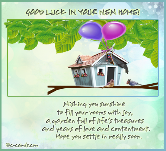 On The Ceiling Familiar Good Luck in Your New Home 124x176mm ZUW8189 New Home Greetings Card