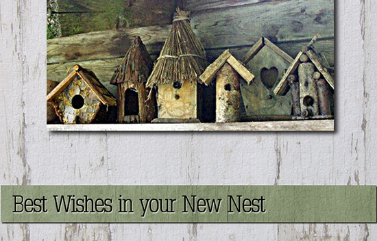 New Home Wishes With Birdhouses.