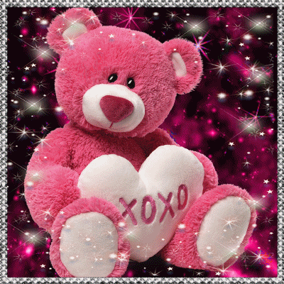 Pink Teddy Sending Hugs & Kisses.