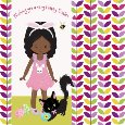 Girl And Cat Easter Card