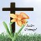 Easter Blessings Daffodil Over Cross.