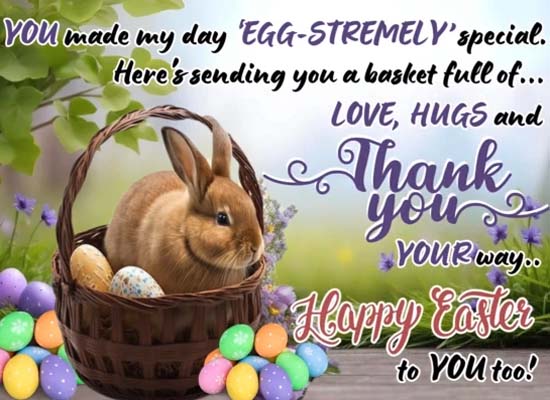 Love, Hugs And Thank You On Easter. Free Thank You Ecards 