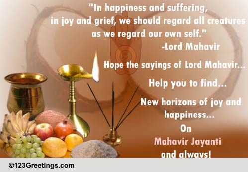 New Horizons Of Joy... Free Mahavir Jayanti eCards, Greeting Cards