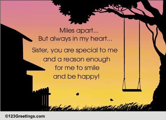 Miles Apart... Free Sister's Day eCards, Greeting Cards | 123 Greetings