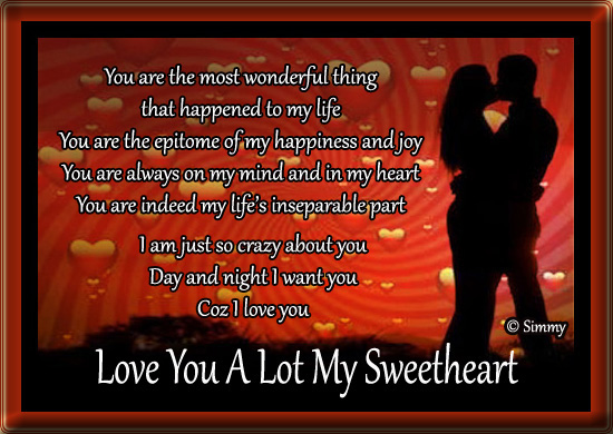 Love You A Lot My Sweetheart. Free Romance Day eCards ...