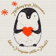 Romantic Penguin With Heart And Stars.