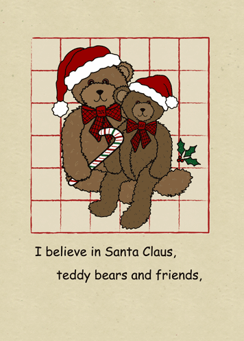 Cute Teddy Bears Send Christmas Wish.