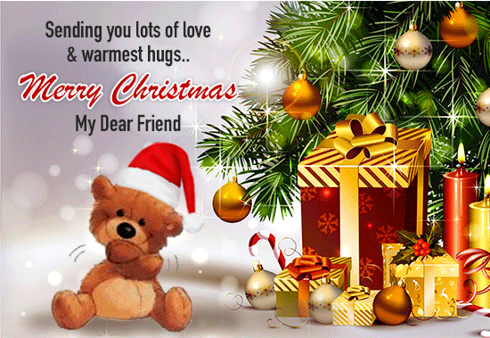 Christmas Hugs And Love For Friend. Free Friends eCards, Greeting Cards |  123 Greetings
