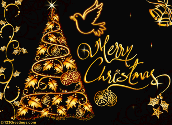 Golden Christmas Greetings! Free Merry Christmas Wishes eCards | 123  Greetings