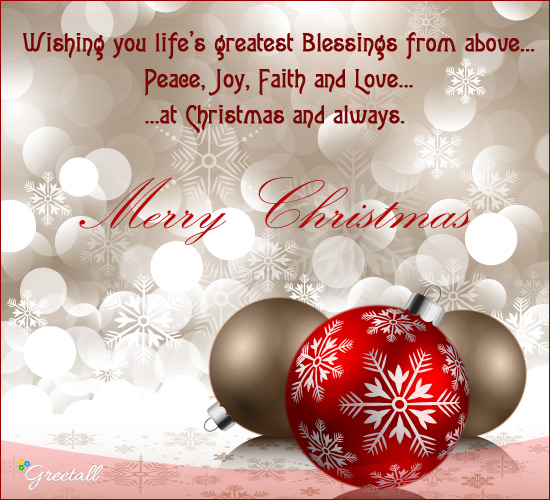 Peace, Joy, Faith And Love&hellip; Free Merry Christmas Wishes eCards | 123