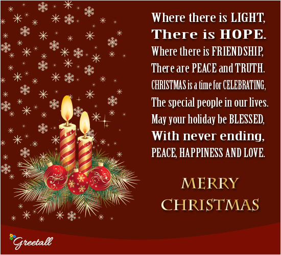 May The Light Of Christmas Free Merry Christmas Wishes ECards 123 