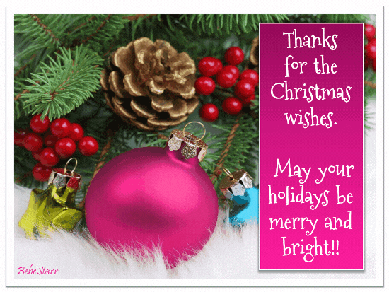 May Your Holidays Be Merry And Bright! Free Thank You eCards | 123 Greetings