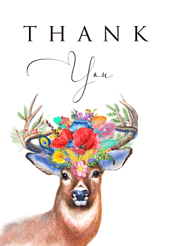 Thank You Christmas Deer Flowers. Free Thank You eCards, Greeting Cards