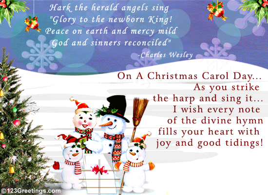 Glory To The Newborn King Free Christmas Carol Day Ecards 123 Greetings