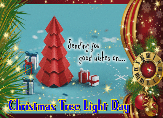 Christmas Tree Good Wishes. Free Christmas Tree Light Day eCards  123