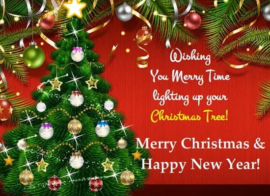 Merry Time Lighting Up! Free Christmas Tree Light Day Ecards 