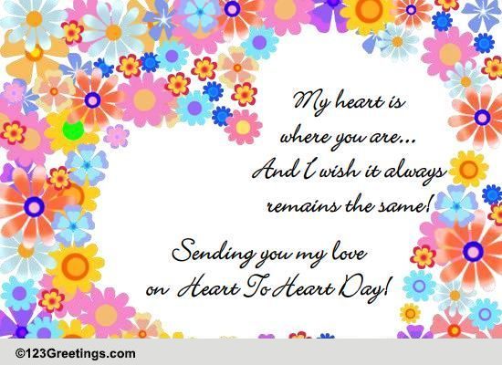 Sending You My Love Free Heart To Heart Day Ecards, Greeting Cards 