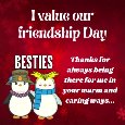 I Value Our Friendship Day Card.