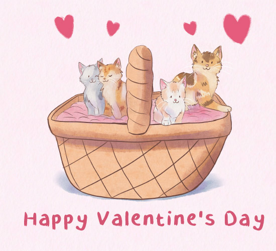 Valentine Kitty Basket.