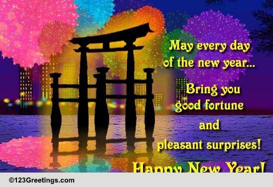 Fireworks For The New Year! Free Japanese New Year eCards | 123 Greetings