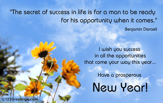 Wish Success On New Year... Free Inspirational Wishes eCards | 123