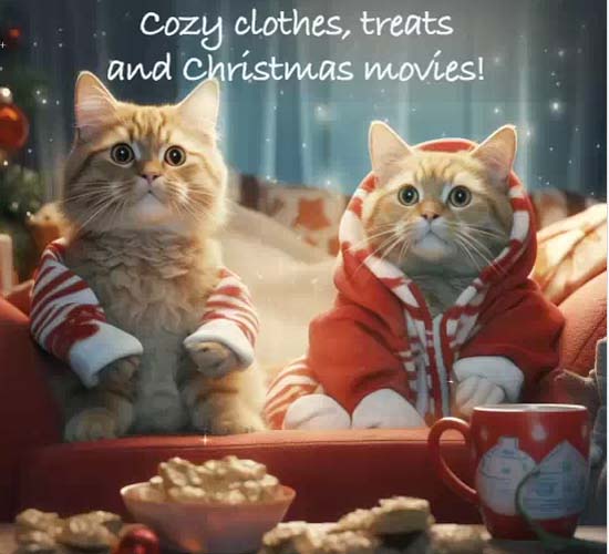 Cozy Christmas Cats Free Warm Wishes ECards Greeting Cards 123 Greetings