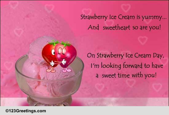 Send Strawberry Ice-cream Day Wishes!